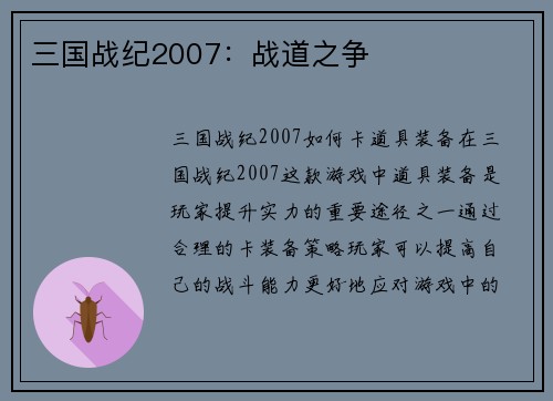 三国战纪2007：战道之争
